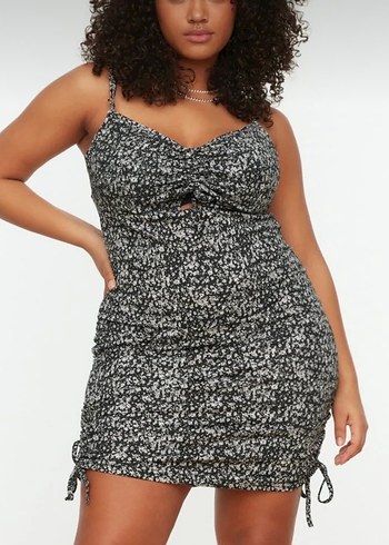 Siyah Gri Bağlamalı Dantel Detaylı Midi Elbise - Görsel 2