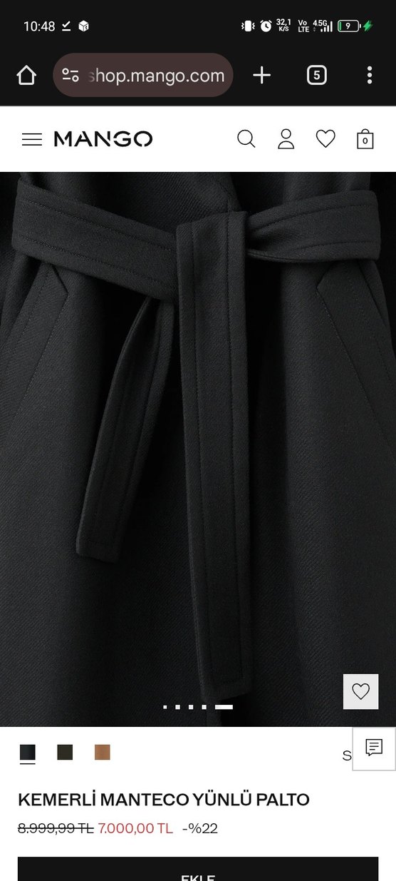 Siyah Kuşaklı Uzun Kaban - Görsel 2