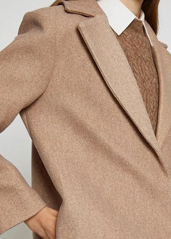 Bej Midi Kadın Kaban Düğmeli - Görsel 2