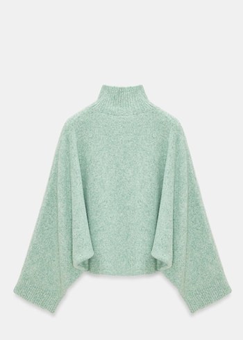 Yeşil Triko Balıkçı Yaka Kadın Kazak - Görsel 2