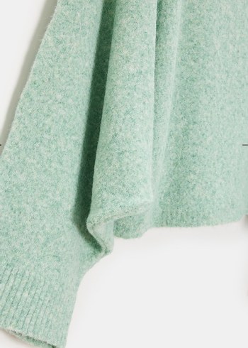 Yeşil Triko Balıkçı Yaka Kadın Kazak - Görsel 3