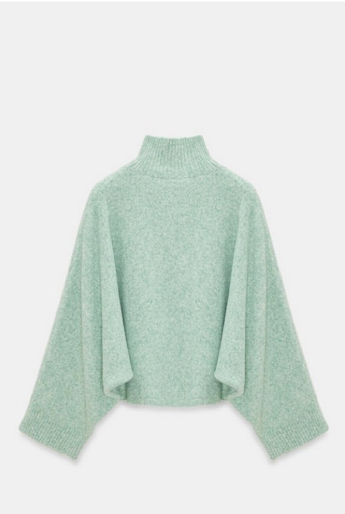 Yeşil Triko Balıkçı Yaka Kadın Kazak - Görsel 2