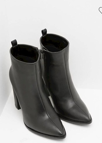 Siyah Deri Tokalı Stiletto Topuklu Kadın Bot - Görsel 4