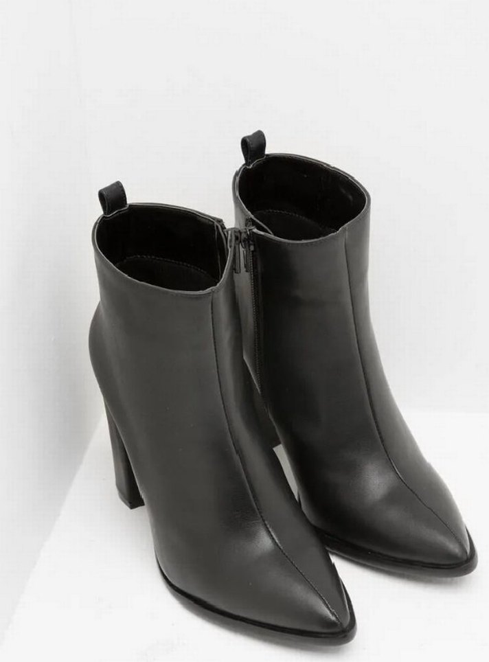 Siyah Deri Tokalı Stiletto Topuklu Kadın Bot - Görsel 3