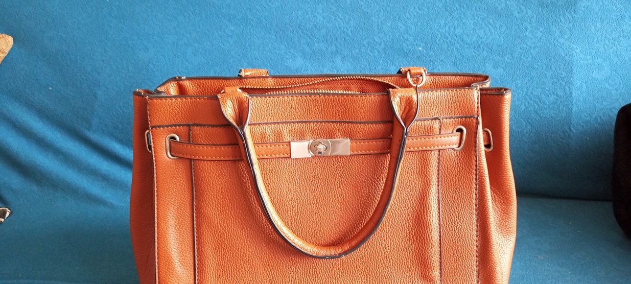 Kadın Turuncu Deri Tokalı El Çantası - Görsel 2