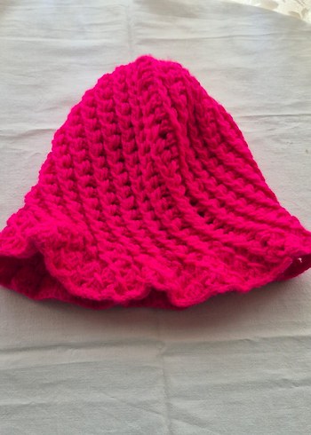 Fuşya Örgü Kadın Bere&Şapka - Görsel 2