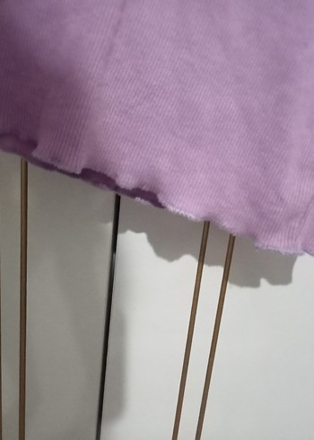 Kız Çocuk Mor Kısa Kollu Fırfırlı Tişört - Görsel 3