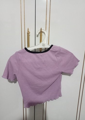 Kız Çocuk Mor Kısa Kollu Fırfırlı Tişört - Görsel 4