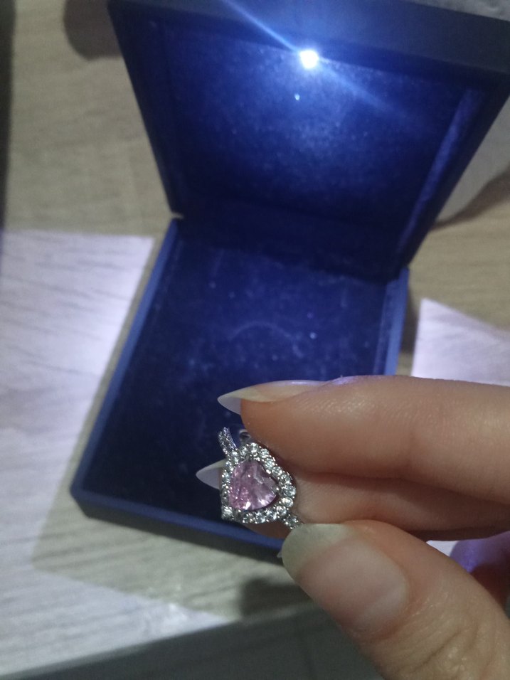 pembe kalpli kadın yüzük sevgililer günü kutusu da dahil - Görsel 2