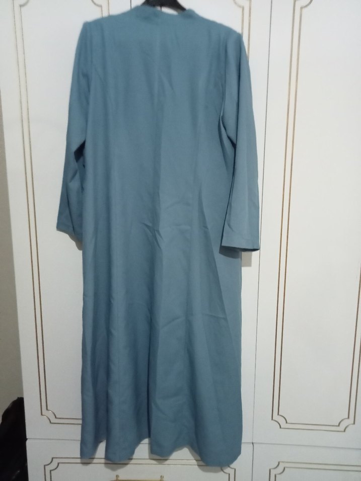 Uzun Mavi Kadın Kemerli Kaban - Görsel 2