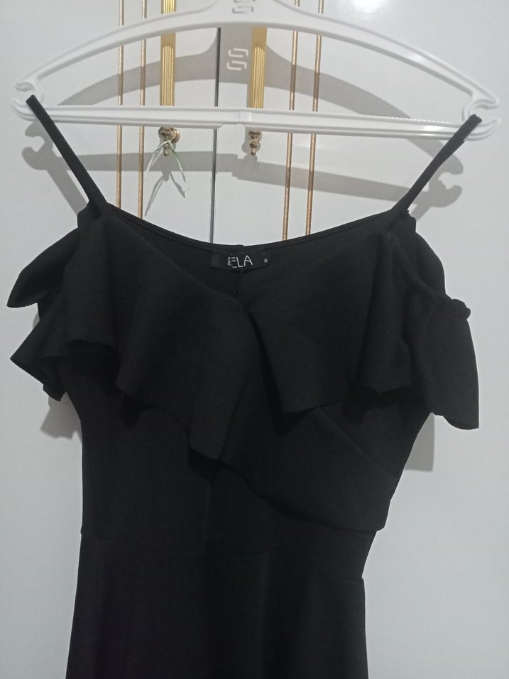 Siyah Straplez Midi Gotik Elbise - Görsel 2