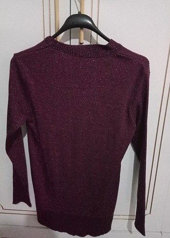 Bordo Parlak Triko Kadın Kazak - Görsel 2