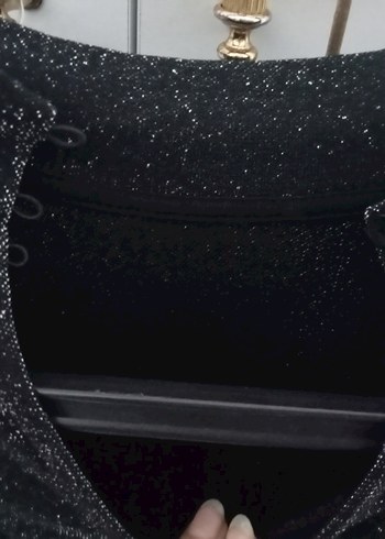 Siyah Uzun Kollu Payetli Uzun Abiye Elbise simli - Görsel 2