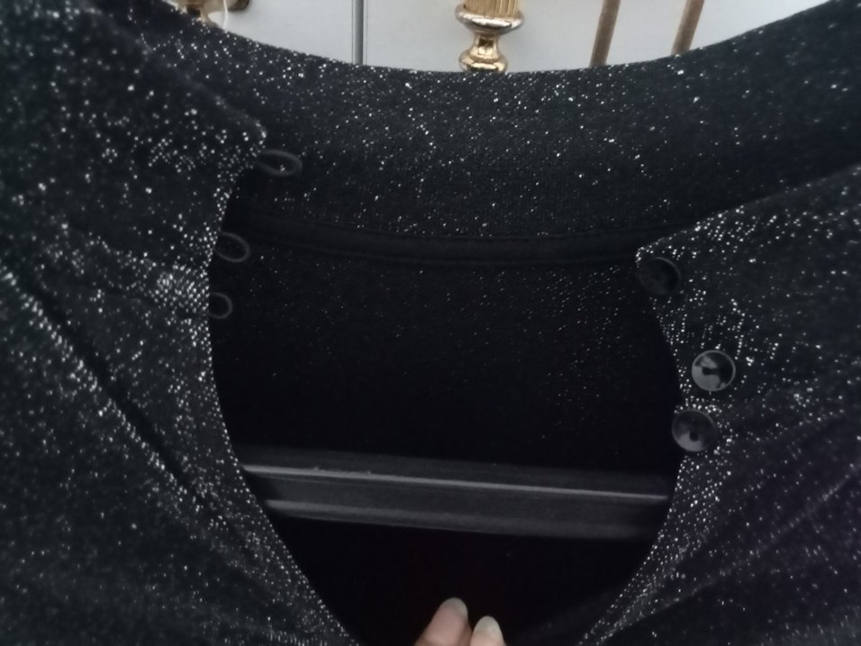 Siyah Uzun Kollu Payetli Uzun Abiye Elbise simli - Görsel 2