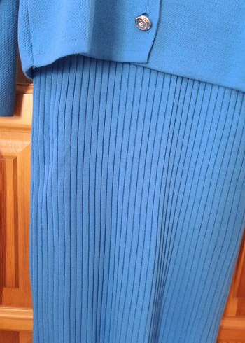 Mavi Uzun Triko Kadın Elbise - Görsel 3