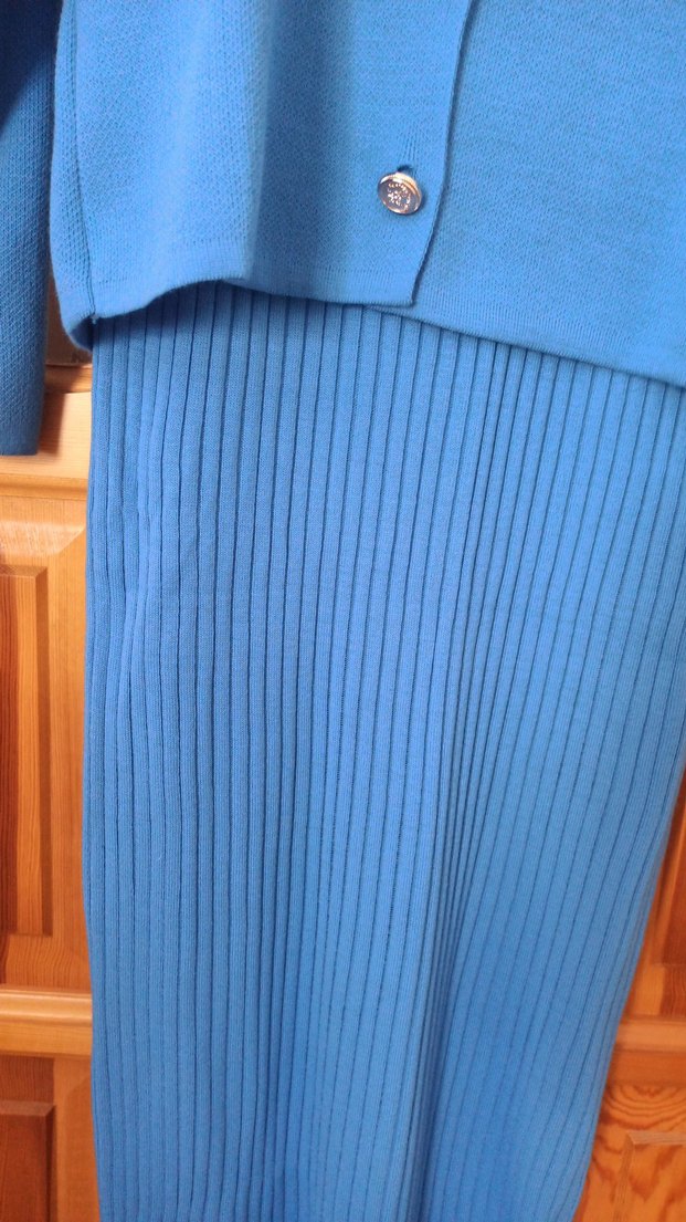 Mavi Uzun Triko Kadın Elbise - Görsel 3