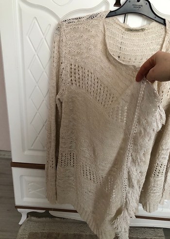 Bej Bohem Midi Triko Hırka - Görsel 2