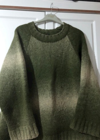 Kadın Haki Triko Yün Kazak - Görsel 2