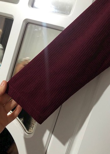 Bordo Uzun Kollu Salaş Midi Tunik - Görsel 3