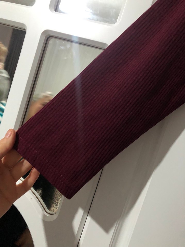 Bordo Uzun Kollu Salaş Midi Tunik - Görsel 3