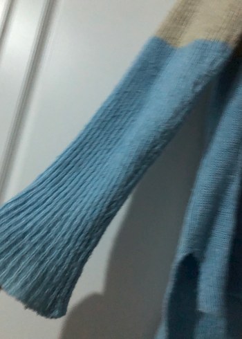 Bohem Mavi-Bej Örgü Boğazlı Kazak - Görsel 3