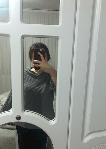 Gri Kapüşonlu Örgü Kadın Kazak - Görsel 3