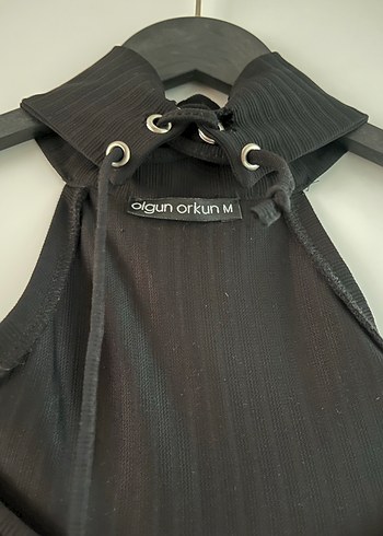 Siyah Yüksek Yakalı boğaz detay Kadın Bluz - Görsel 2