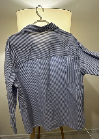 Mavi Çizgili Uzun Kollu Keten Gömlek - Görsel 4