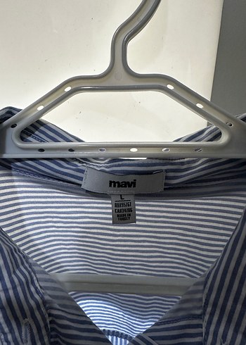 Mavi Çizgili Uzun Kollu Keten Gömlek - Görsel 3