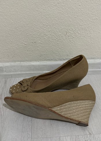 Bej Süet Dolgu Topuklu Kadın Babet - Görsel 2