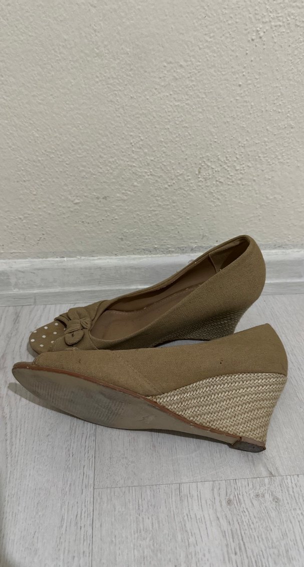 Bej Süet Dolgu Topuklu Kadın Babet - Görsel 2