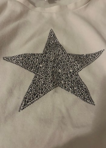 Kız Çocuk Beyaz Kısa Kollu Payetli Tişört - Görsel 2