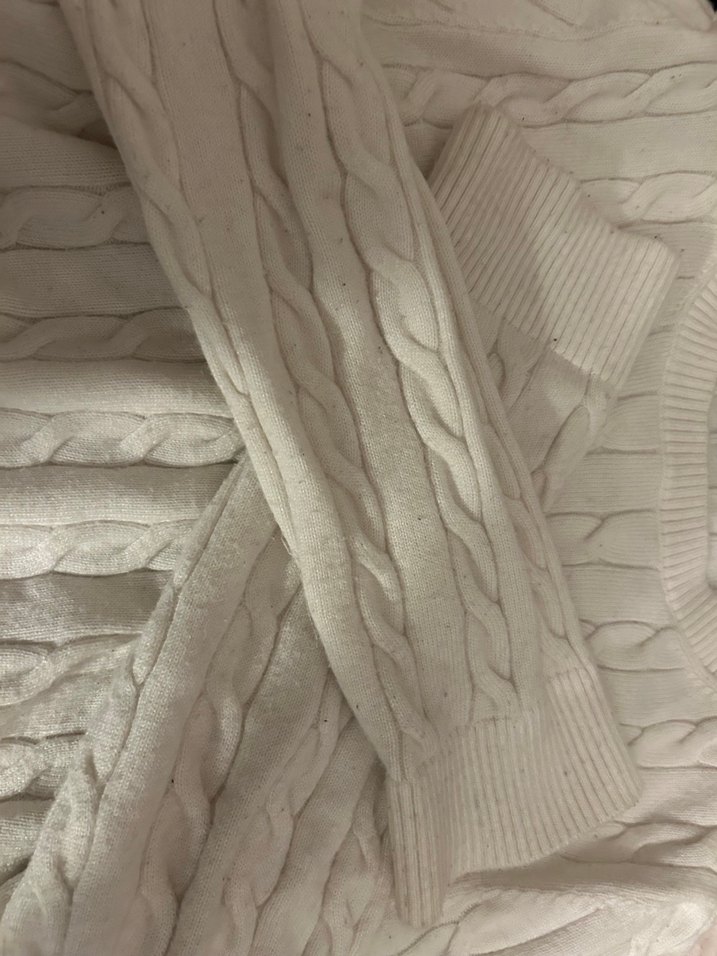 Beyaz Örgü Kadın Triko Kazak - Görsel 2