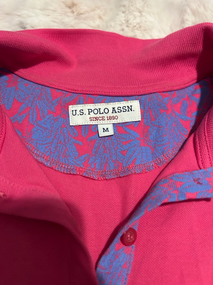 Pembe Polo Yaka Kısa Kollu Kadın Tişört - Görsel 2