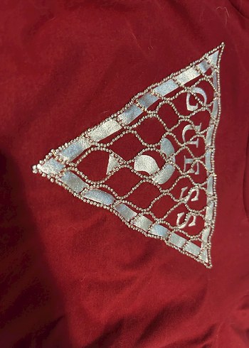 Kırmızı V Yaka Kadın Tişört - Guess - Görsel 2