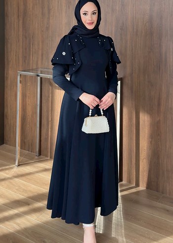 Kiralık şal dahil Siyah Uzun Kollu Gotik Ofis Elbisesi - Görsel 6