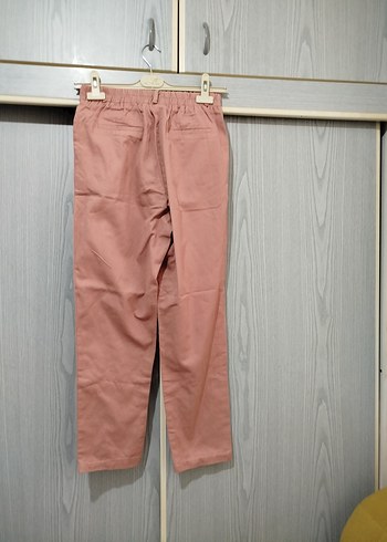 Kadın Pudra Pamuklu Kumaş Pantolon - Görsel 2