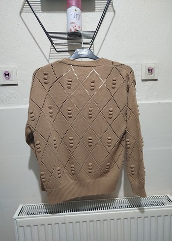 Kadın Bej Örgü Mini Hırka - Görsel 2