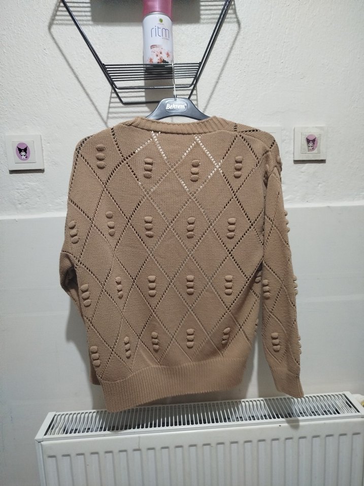 Kadın Bej Örgü Mini Hırka - Görsel 2