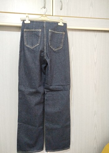 Düğmeli Lacivert Kadın Midi Kot Pantolon - Görsel 2