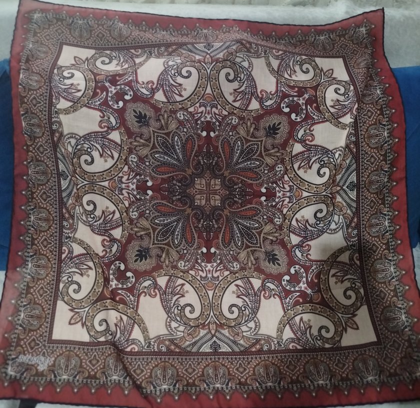 Bordo Bohem Desenli Kadın Eşarp - Görsel 2