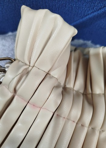 Bej Pliseli Kadın Omuz Çantası - Görsel 4