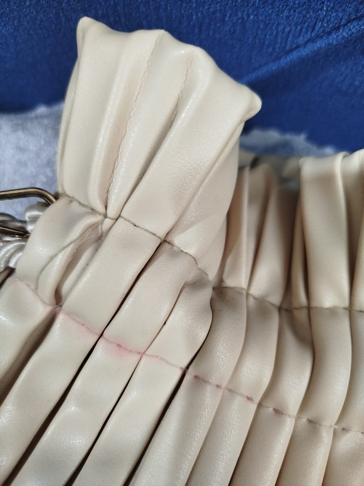 Bej Pliseli Kadın Omuz Çantası - Görsel 4