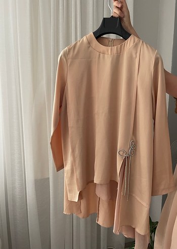 Bej Kadın Uzun Kollu Dökümlü Takım - Görsel 4