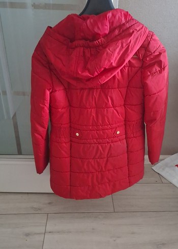 Kırmızı Düğmeli Midi kız çocuk  Mont - Görsel 6