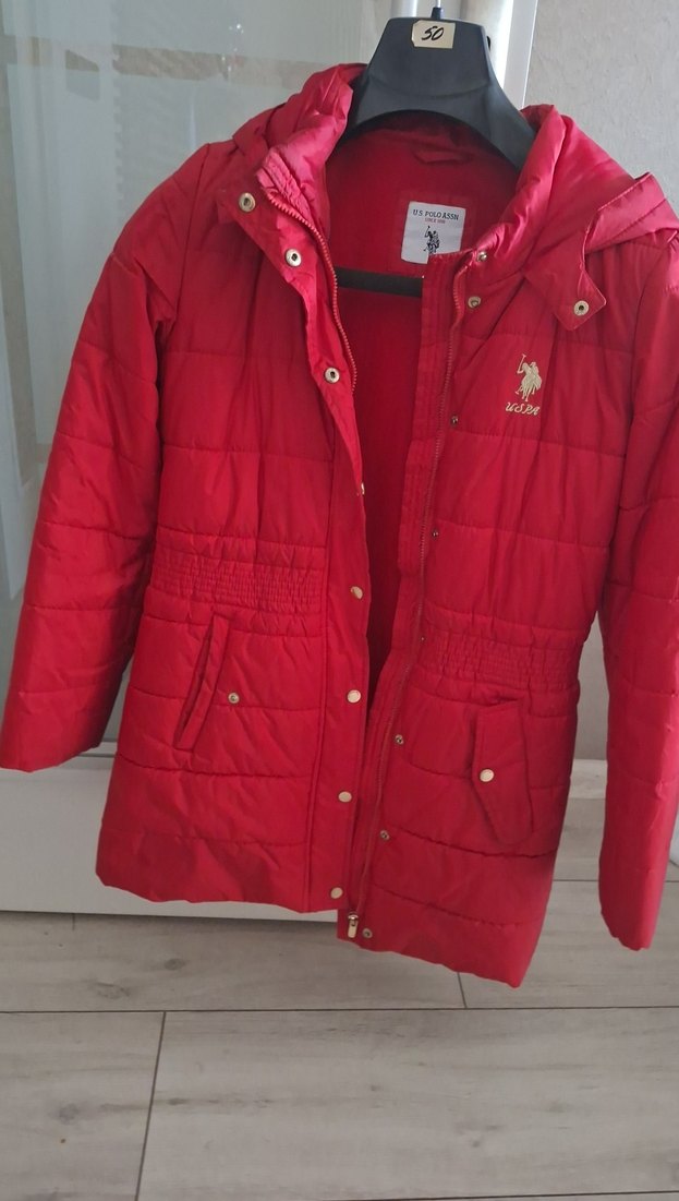 Kırmızı Düğmeli Midi kız çocuk  Mont - Görsel 4