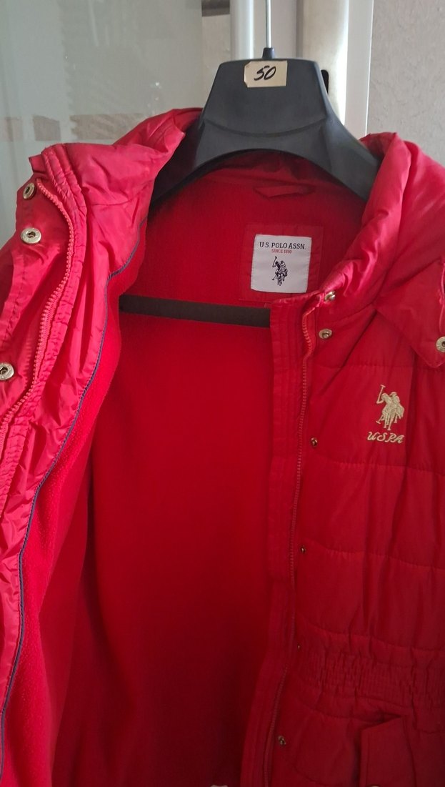 Kırmızı Düğmeli Midi kız çocuk  Mont - Görsel 3