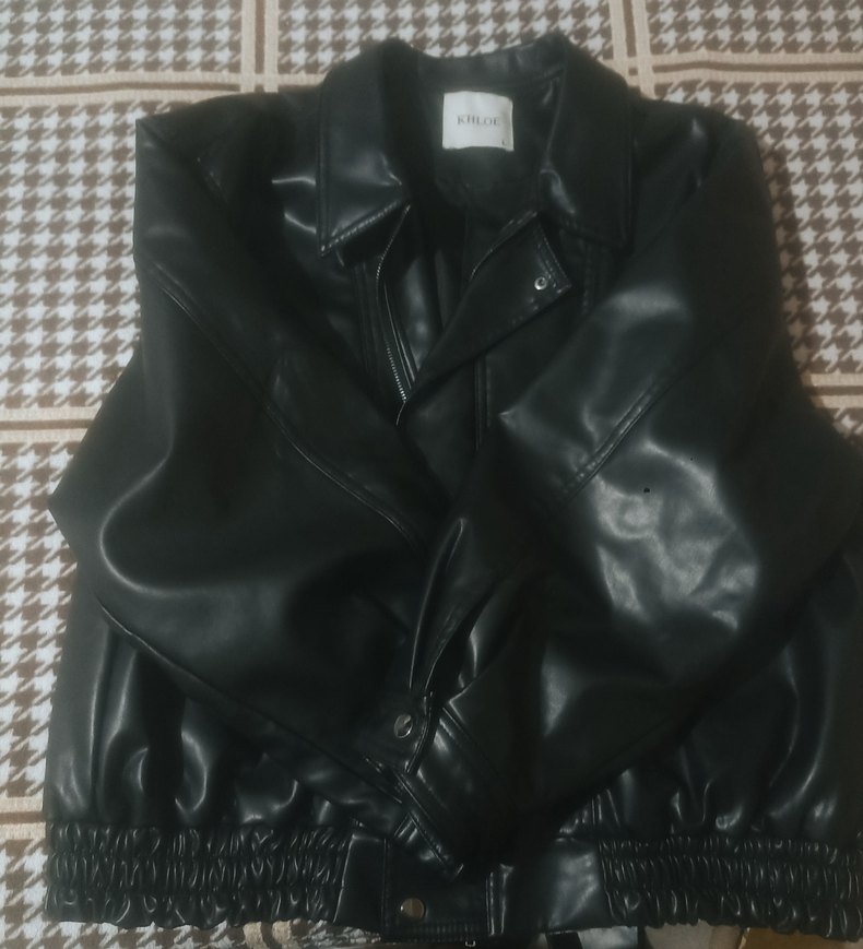 Siyah suni Deri Ceket - Görsel 2