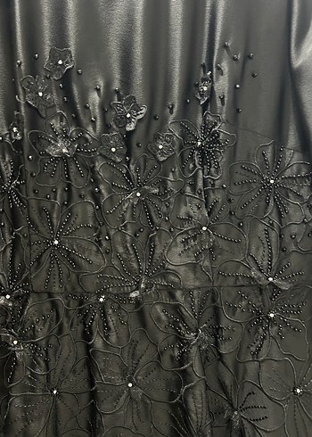 Kayra çicek aplikeli saten elbise - Görsel 5