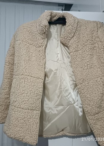 Kadın Bej Sıcak Tutucu Polar Mont - Görsel 3